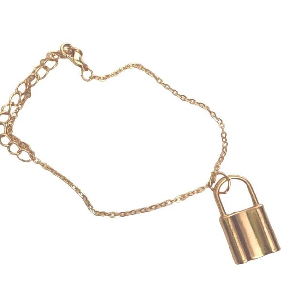 Rose gold tone padlock, anklet with adjustable size - Picture 1 of 5